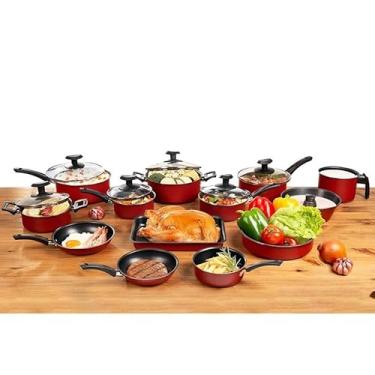 Imagem de Jogo Conjunto Panelas 13 Peças Antiaderente(Vermelho)