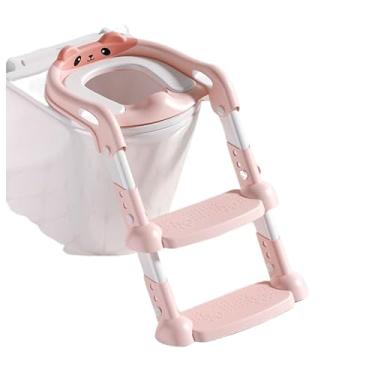 Imagem de Acento Sanitário Infantil, Escadinha para Vaso Infantil Assento Redutor Ajustável Base Antiderrapante(Rosa)