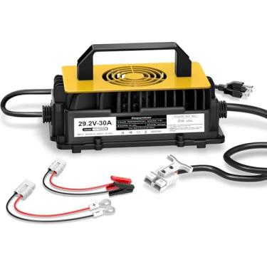 Imagem de Carregador de bateria de lítio LiFePO4 de 24V 30A projetado para bateria LiFePO4 de 29,2 V, com várias proteções de segurança, suporta função de carregamento de 0V para reativar ou reparar bateria não