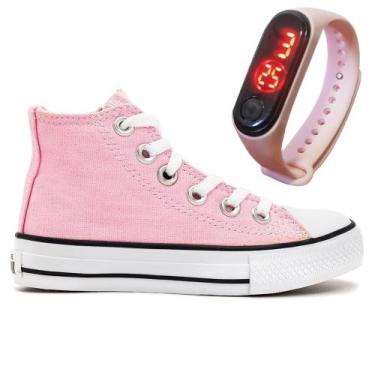 Imagem de Tênis Botinha Liso Adulto Infantil Masculino Feminino  + Relógio - Gra