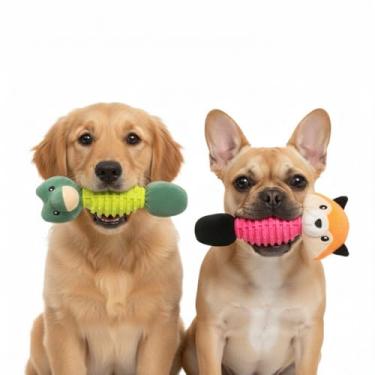 Imagem de Brinquedo Pelucia Com Borracha Mordedor Para Pet Cachorro Gato Com Apito Verde