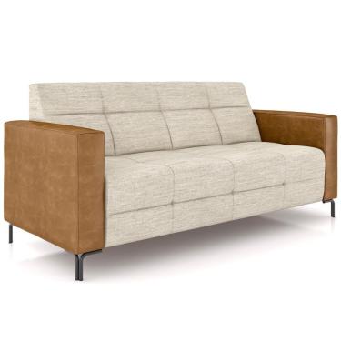 Imagem de Sofá 3 Lugares Sala Living Industrial 200cm Senna K01 Couríssimo Whisky Linho Champanhe...
