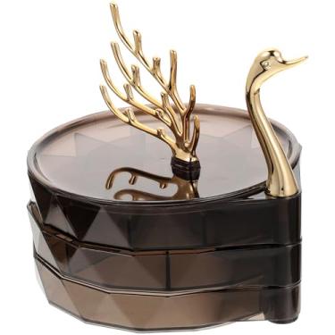 Imagem de Swan Dream Caixa de armazenamento de joias organizador de armazenamento de grande capacidade estojo decorativo de anel de mesa com tampa elegante para decoração de quarto