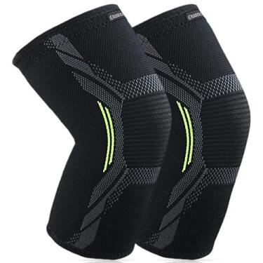 Imagem de Par de Joelheira de Compressão Profissional Armor para Academia Crossfit Musculação Corrida Bike Volei Basquete - Para proteção e recuperação do joelho (2 unidades) (GG, Preto), Rubber Fit