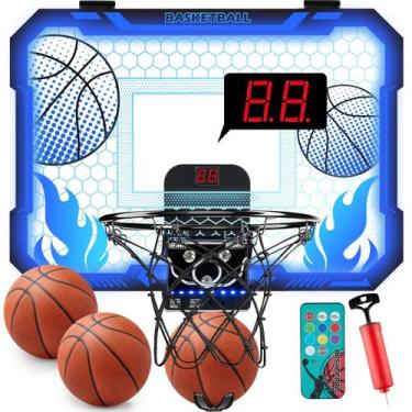 Imagem de Cesta de basquete coberta para crianças com 7 cores, luzes LED, mini c