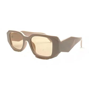 Imagem de Óculos de Sol Feminino Designer Preto Adulto Tendência Verão Moda Óculos de Sol Feminino UV400 Óculos Luxo, bege amarelo F, com logotipo