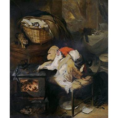 Imagem de A Pata do Gato Inspirada em Fábula Macaco usa Gato para Pegar Castanhas de Fogão Quente Pessoa Enganada por Outra Pintura de Edwin Landseer Repro em Tela"canvas" ou Arte em Papel (Tela "Canvas", 40cm X 50cm)