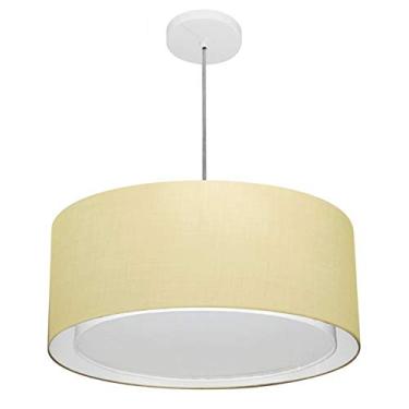 Imagem de Lustre Pendente Cilíndrico Duplo Cúpula Tecido 25/50x40 cm, Vivare Iluminação, Pendente4294 LA, Algodão Cru, Médio