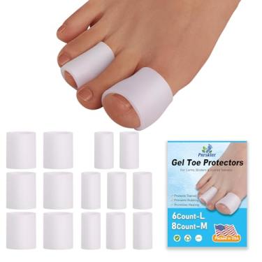 Imagem de Mangas para os dedos, protetores de dedo do pé (14 peças) Mangas de silicone para dedos abertos para bolhas, calos, calos, dedos de martelo, fricção e unhas encravadas (3 pares grandes + 4 pares