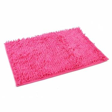 Imagem de Tapete de banho microfibra grosso macio absorvente tapetes de borracha chenille, antiderrapante, lavável na máquina tapetes para banheiro, banheira e chuveiro (rosa vermelha) 50 x 160 cm