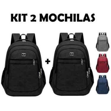 Imagem de Kit 2 Mochila Bolsa Viagem Trabalho Coreana Premium Escolar Mala Facul