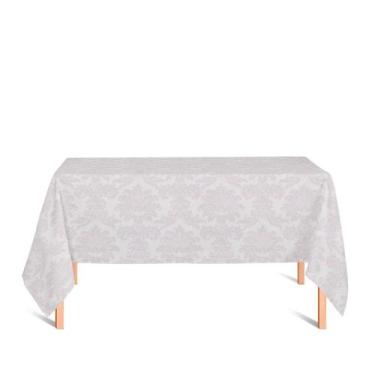 Imagem de Toalha de Mesa Retangular em Tecido Jacquard Off-White Medalhão Tradic