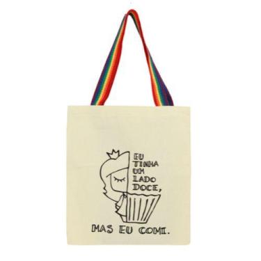 Imagem de Bolsa Ecobag 100% algodão Estampa LADO DOCE (Alça arco-íris) - CARIOCA