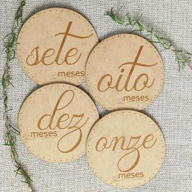 Imagem de Kit Plaquinhas Mesversário para Fotos Bebês MDF laser Tema Coração - L