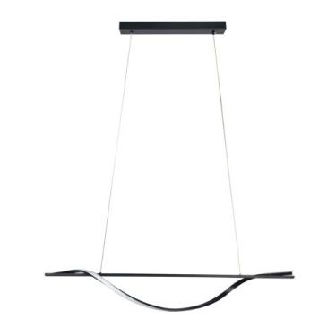 Imagem de Lustre Led moderno preto curva Sala Escritório c/ controle - Lux Desig