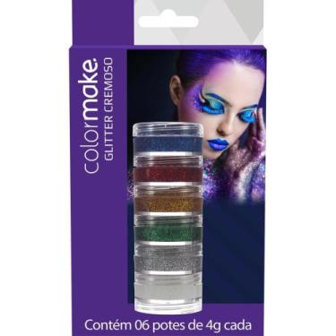 Imagem de Pintura Facial Cremosa com Glitter 6 Cores - Blister com 6 Unidades - 
