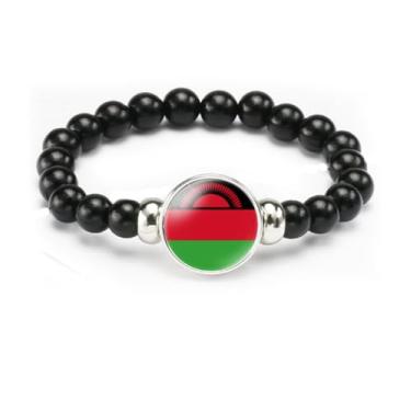 Imagem de vmcoatdu Pulseira de bandeira nacional com contas de corda elástica apoia seu país viagem lembrança presentes para homens e mulheres, One size, Liga metálica, Vidro