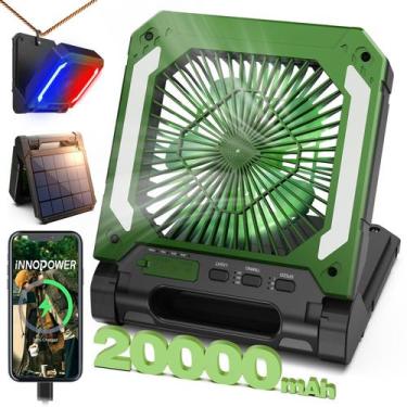 Imagem de Ventilador de Acampamento Solar Recarregável 20000mAh com Lanterna LED