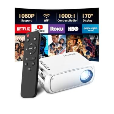 Imagem de Mini projetor com WiFi, projetor portátil sem fio, compatível com HD 1080p, ideias de presentes, projetor de filmes portátil pequeno para uso ao ar livre em acampamento, vídeo e home theater