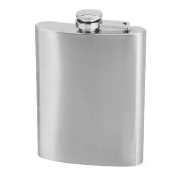 Imagem de Cantil Porta Bebidas de Bolso em Inox 210ml Prateado Frasco - Uny Gift