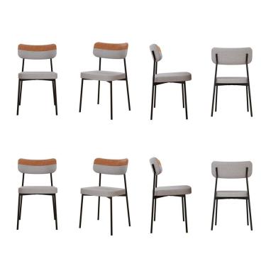Imagem de Kit com 8 Cadeiras para Sala de Jantar Mona Yescasa Cinza Claro Corriente /Caramelo