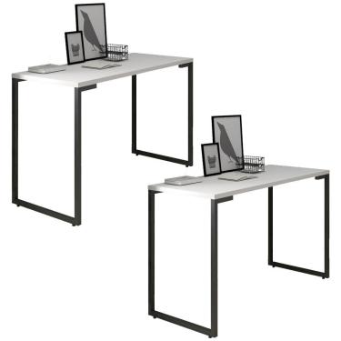 Imagem de Kit 2 Mesas para Computador Escrivaninha 120cm Branco
