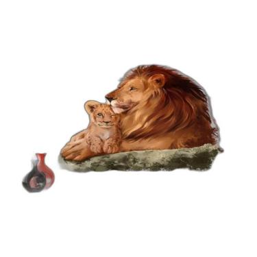 Imagem de Papel De Parede Animais Leão Família Filhotes 3,5M Anm529 - Você Decor