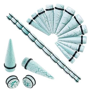 Imagem de Longbeauty 24 peças kit de alongamento de orelha design rachado 00G-13/16 10-20 mm alargadores e alargadores de orelha de acrílico esticadores de peso de orelha piercing joias para mulheres e homens