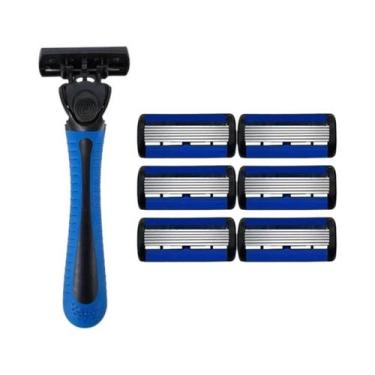 Imagem de Lâmina De Segurança De Aço Inoxidável De 6 Camadas Navalha Manual Lavá