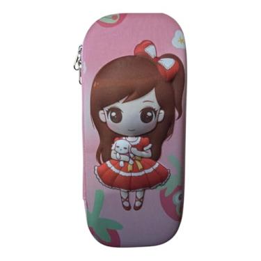 Imagem de Estojo Escolar 3D Boneca, Infantil, Rosa, com Divisórias para Material