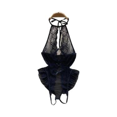 Imagem de Body de Renda Cinza Sexy - Sem Alças, Mangas e Costas - Lingerie Femin