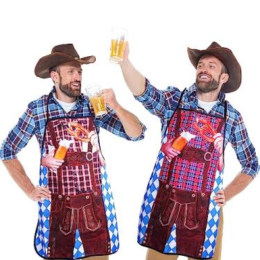 Imagem de Shitailu Avental de 2 peças Oktoberfest, decorações de festa da Oktoberfest, avental de cozinha alemão para festival de cerveja da Baviera, Marrom, G
