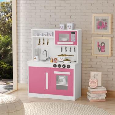 Imagem de Cozinha Infantil de Brinquedo Completa Forno Micro ondas Pia e Armário (Rosa)