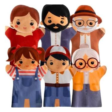 Imagem de Fantoches Família Branca, Kit 6 Bonecos, Grande, Vovó, Vovô, Papai, Mamãe, Menina, Menino