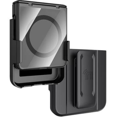 Imagem de Nakedcellphone Capa de celular Electro Combo para Samsung Galaxy Z Flip 7 com suporte de clipe de cinto - protetor de tela integrado - capa de dobradiça - compatível com MagSafe - preta/transparente