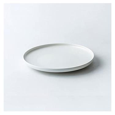 Imagem de Prato de serviço pratos de jantar de cerâmica pratos redondos de porcelana para salada de bife de macarrão. Pratos de servir de restaurante para jantar em família (25 cm, preto) pratos (cor: D
