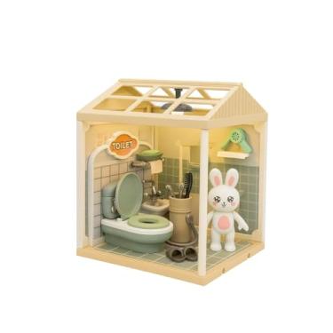 Imagem de Casinha Miniatura Encantada com Luz LED para Montar — Presente Criativo Educativo para Meninas, DIY Decorativo Infantil Premium (Banheiro com Vaso, Unidades, 5)