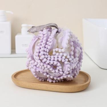 Imagem de Pufes de chuveiro de malha multicolorida – Esponja de banho macia, bolas esfoliantes corporais, roxo