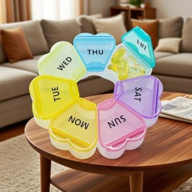 Imagem de Organizador de medicamentos diários de 7 dias – caixa redonda delicada para comprimidos para vitaminas e óleo de peixe, branco