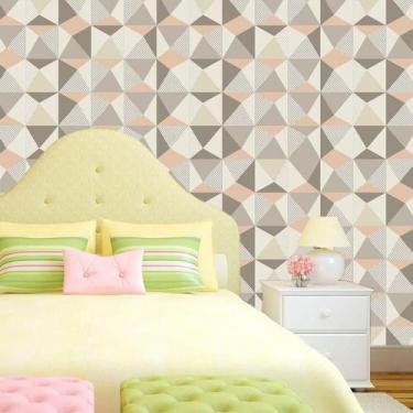 Imagem de Papel De Parede Geométrico Triângulos Quadrados Adesivo Sala - LRP