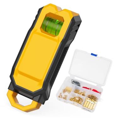 Imagem de Localizador de pinos com kit de pendurar fotos – Scanner de parede magnético completo com 85 peças de ganchos para drywall com marcadores de nível e magnéticos