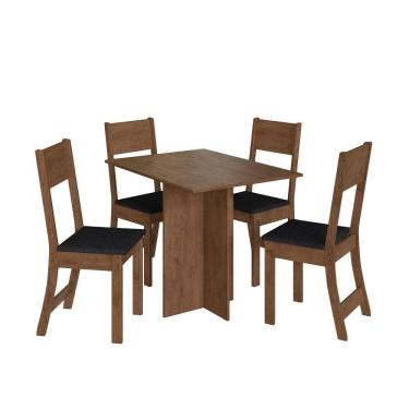 Imagem de Mesa Talita Com 4 Cadeiras Noce Com Assento Preto - Indekes