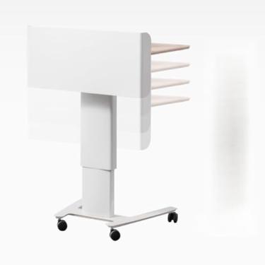 Imagem de Pódio portátil ajustável com rodas de bloqueio, púlpito móvel com gaveta de armazenamento, ideal para igrejas, salas de aula e casamentos, superfície de leitura espaçosa, acabamento natural