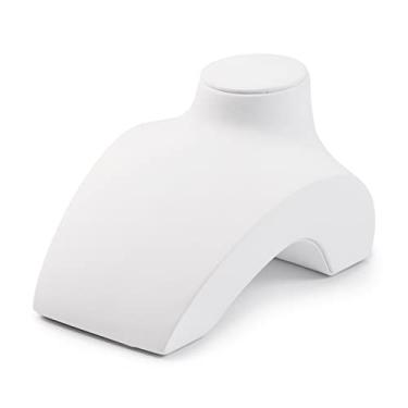 Imagem de Suporte de joias de couro PU branco suporte de exibição com manequim de microfibra modelo pingente suporte expositor loja balcão exibição de joias (cor: RX05501)