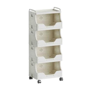 Imagem de Carrinho de armazenamento versátil com rodas e alças - Carrinho de rodinhas multicamadas para cozinha, banheiro, sala de estar, escritório e varanda (42 x 29 x 101 cm) - Solução prática de organização