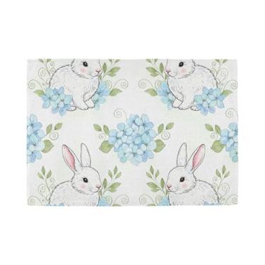 Imagem de Burbuja Jogo americano Bunny conjunto de 4, tapetes de mesa laváveis antiderrapantes, resistentes ao calor, para cozinha, mesa de jantar, ambientes internos e externos