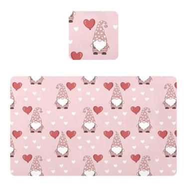 Imagem de Burbuja Jogo americano Valentine Gnomos, conjunto de 4 para mesa de jantar, tapetes de mesa de cozinha antiderrapantes resistentes ao calor, fáceis de limpar, 30 x 45 cm