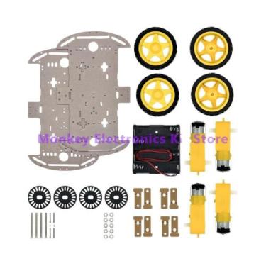 Imagem de Kit De Carro Robô Inteligente 4WD Com Encoder De Velocidade E Caixa De