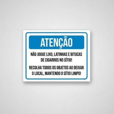 Imagem de Placa Acm Atenção Não Jogue Lixo Mantenha Sítio Limpo 18X23 - Sinalizo