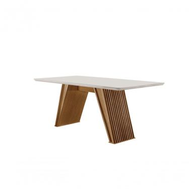 Imagem de Mesa de Jantar Olímpia 6 Lugares Retangular Tampo de Vidro 180cmx90cm Contemporânea Dom...